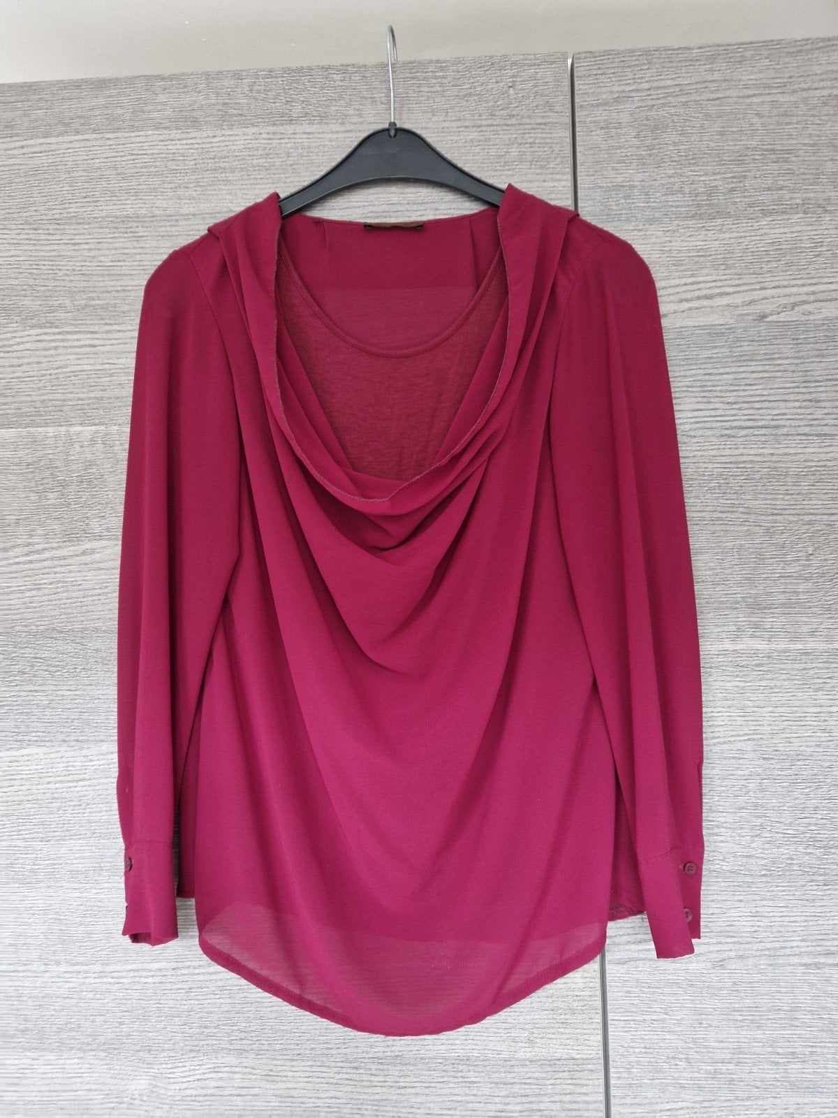 Paars shirt met waterval hals, Maat 38/40 (M), Paars, Nieuw, Ophalen of Verzenden