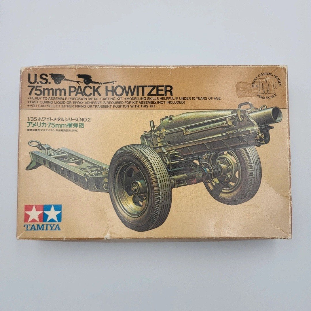 Tamiya U.S. 75mm Pack Howitzer Modelbouwkit - Nieuw, 1:32 tot 1:50, Overige typen, Nieuw, Ophalen of Verzenden