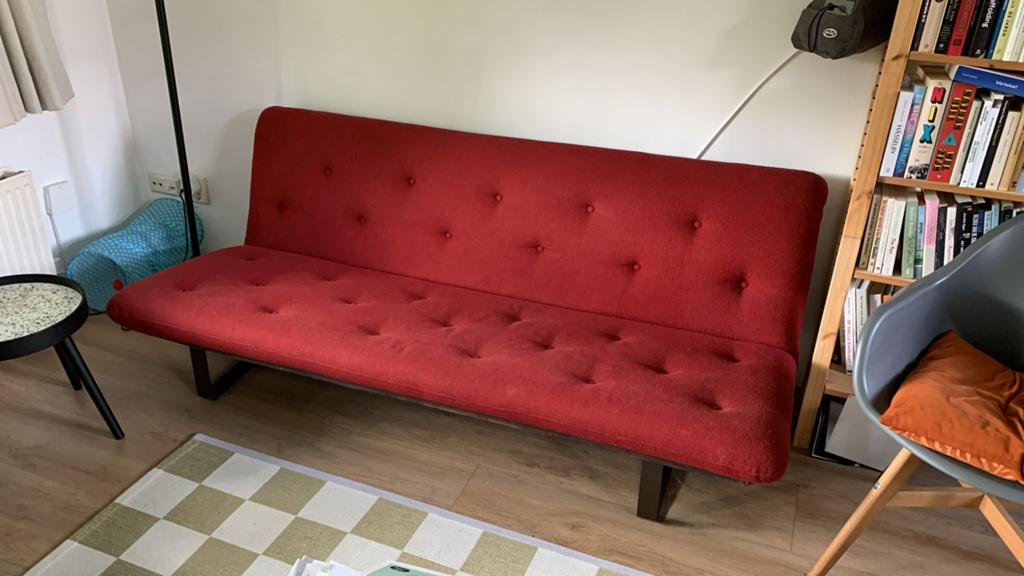Artifort C684 rode 3-zitsbank 1968 Kho Liang Ie, Ophalen, Gebruikt, 150 tot 200 cm, Driepersoons