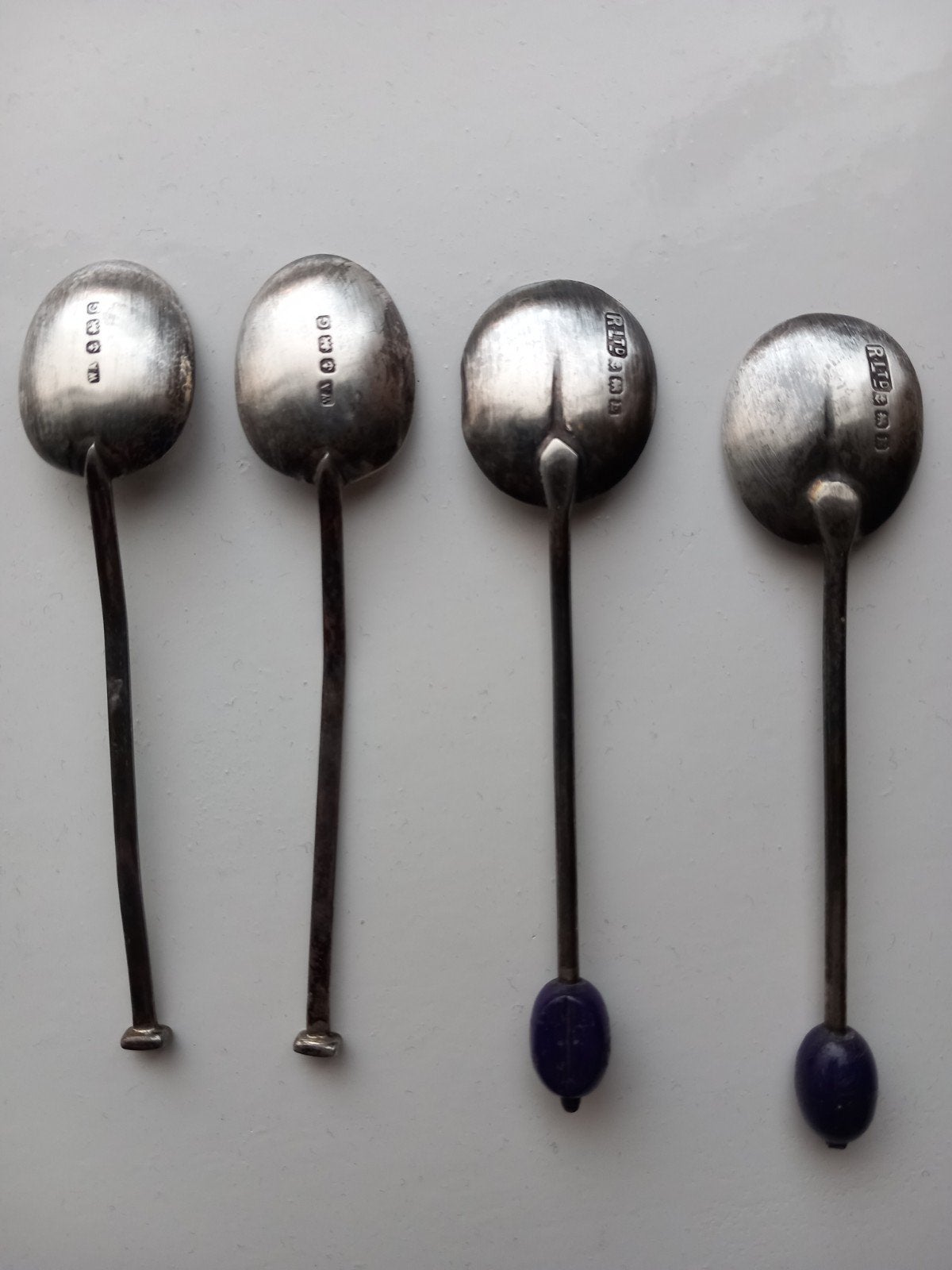 Set van 4 Antieke Zilveren Zoutlepels met Keurmerken, Ophalen of Verzenden