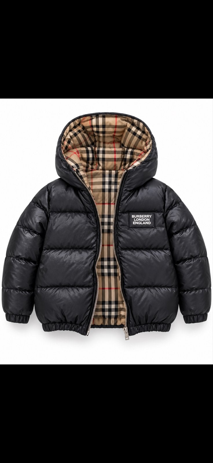 Burberry Reversible Kinderjas Zwart/Beige Ruit (3-4 jaar), Ophalen of Verzenden, Zo goed als nieuw, Jongen of Meisje, Jas