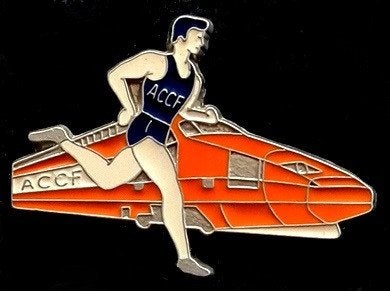 TGV trein met athleet oranje gelakt, Verzenden, Nieuw, Transport, Speldje of Pin