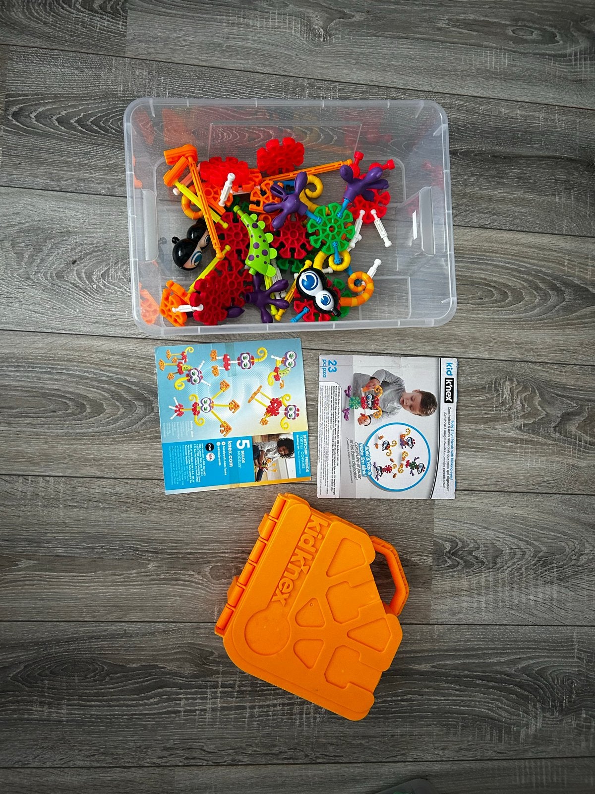 Kid K'nex bouwset met opbergkoffer en achterkant doosjes, Ophalen of Verzenden, Gebruikt, K'nex