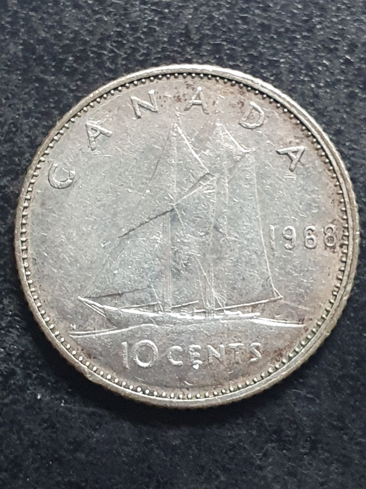 10 cent zilveren munt uit 1968 Canada., Ophalen of Verzenden, Noord-Amerika, Losse munt, Zilver