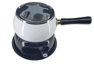 13909 Vintage zwart witte fonduepan fonduestel fondueset, Ophalen of Verzenden, Brander, Fondueset