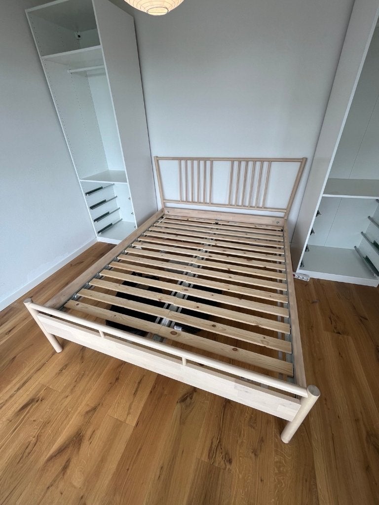 IKEA BJÖRKSNÄS bed, berken, 160x200, Ophalen, Gebruikt, Beige, Tweepersoons