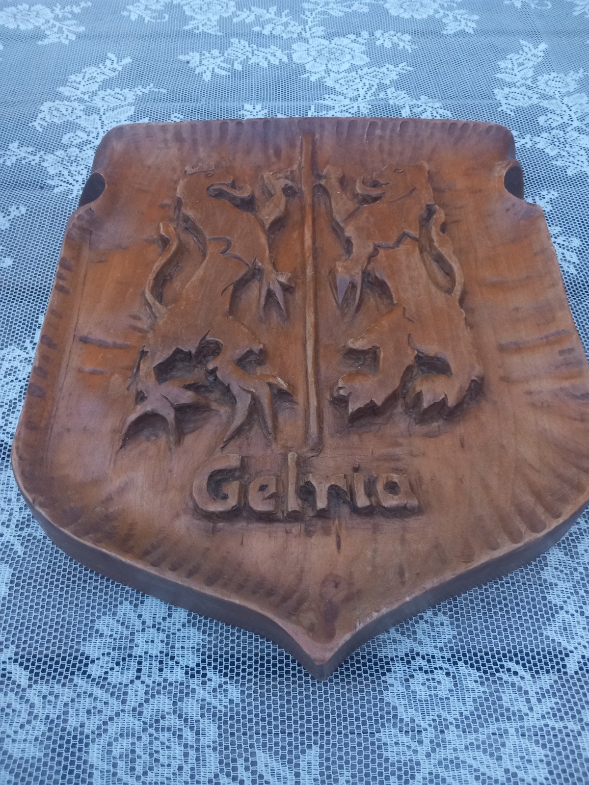 Houten wapenschild Hertog van Gelre - Gelria houtsnijwerk, Overige onderwerpen, Ophalen of Verzenden, Handgemaakt, Wanddecoratie
