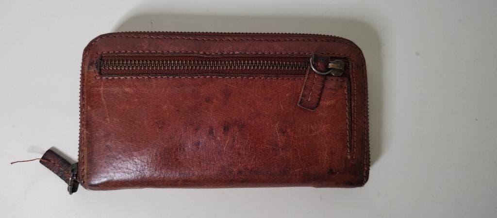 K692 COWBOYSBAG lederen portemonnee zeer fraai, 2e hands, Bruin, Ophalen of Verzenden, Zo goed als nieuw