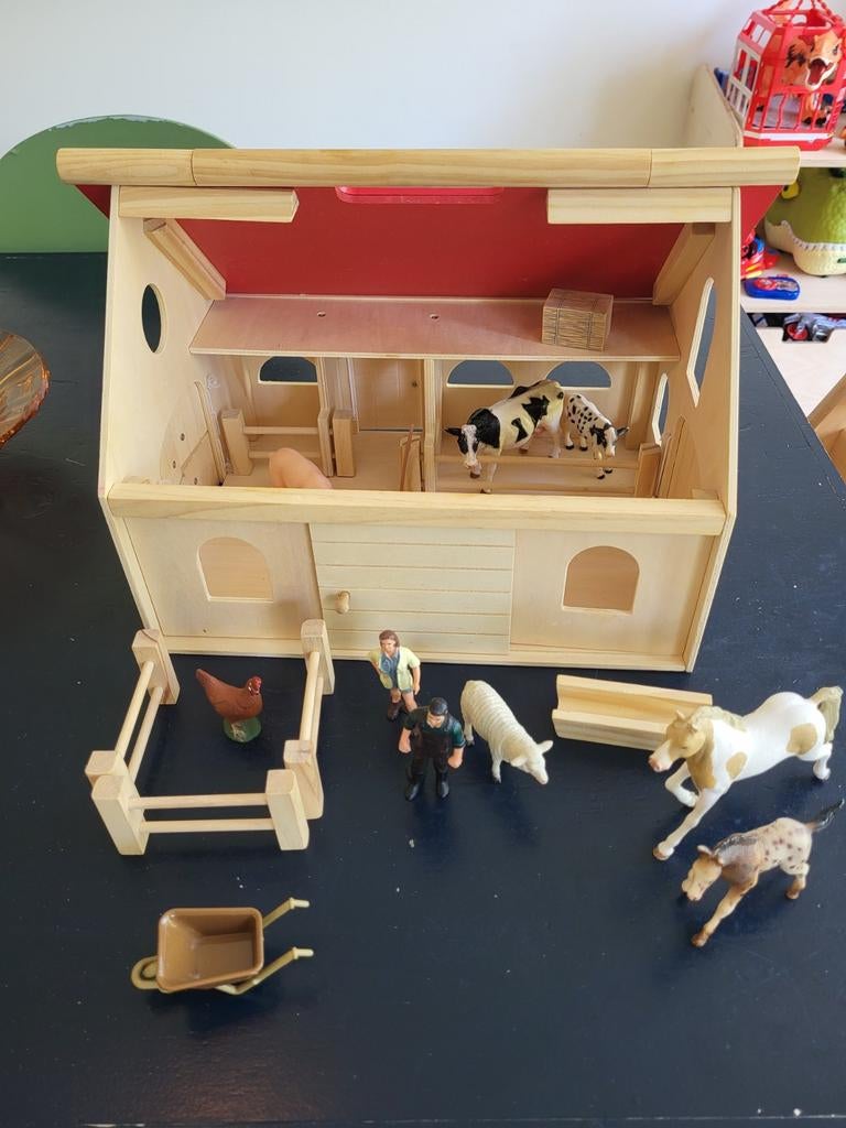 Houten boerderij met dieren en accessoires, Ophalen of Verzenden, Gebruikt, Jongen of Meisje