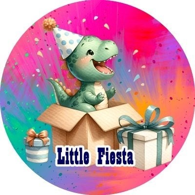 lf1119 luxe icing dino 19cm eetbare taart plaat print, Ophalen of Verzenden, Nieuw, Taarten, Versiering