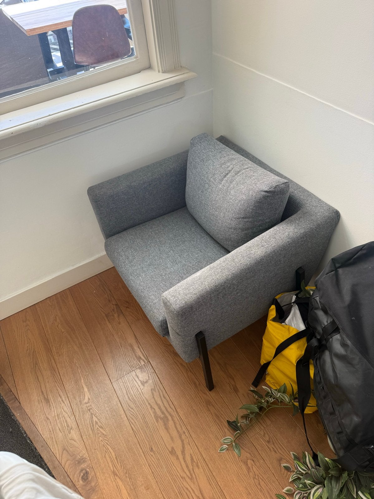 Grijze stoffen IKEA Koarp fauteuil - Zo goed als nieuw, Ophalen, Minder dan 75 cm, Zo goed als nieuw, 75 tot 100 cm