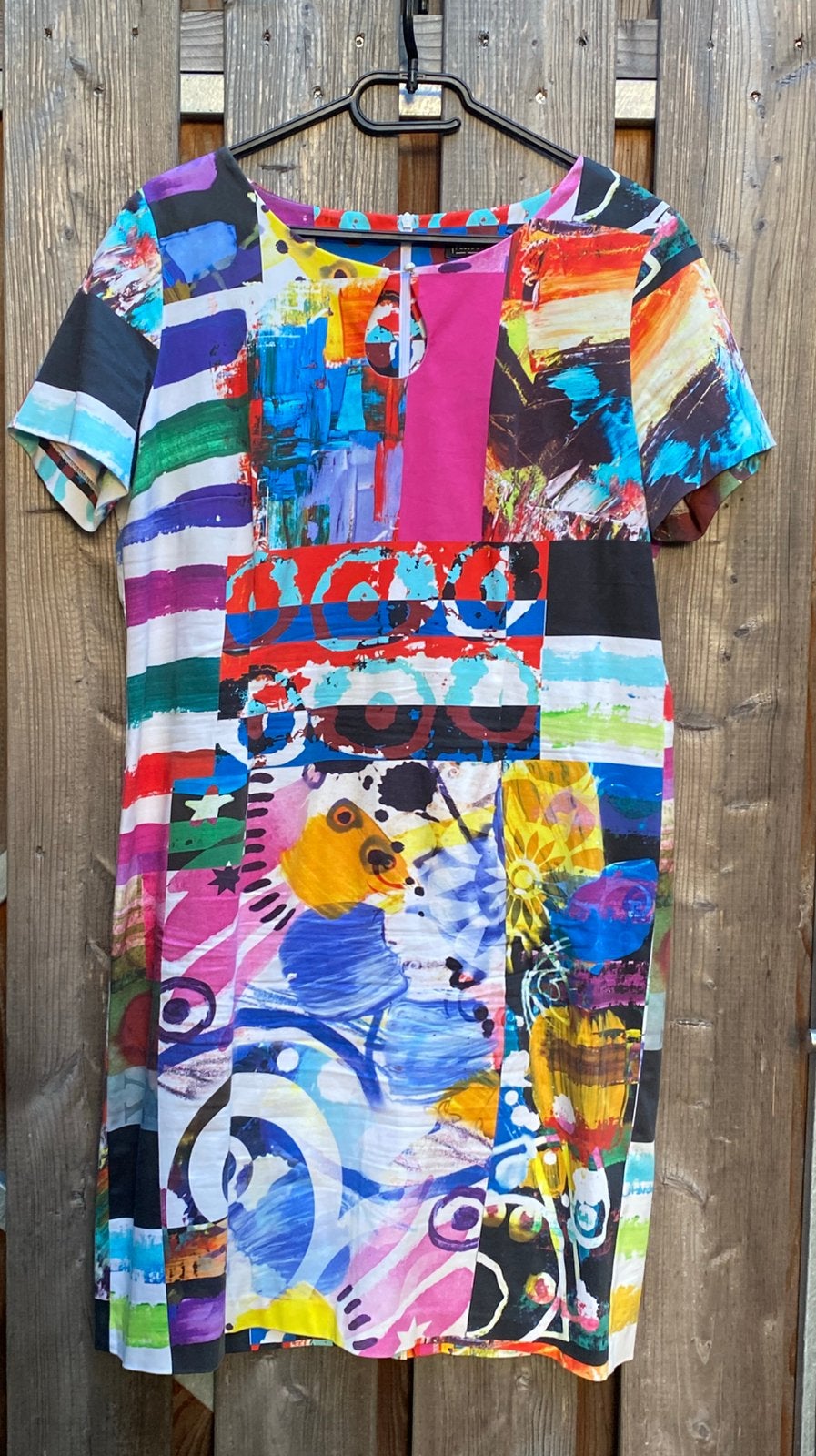 Pause café - bonte artistieke jurk, korte mouw maat 42 zgn, Kleding | Dames, Maat 38/40 (M), Overige kleuren, Ophalen of Verzenden