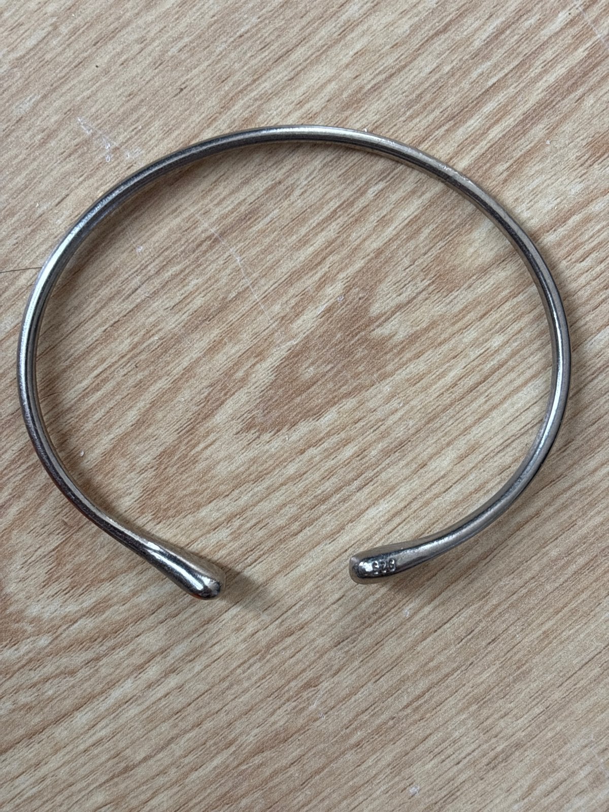 Zilveren Armband 925 - Elegante Open Bangle, Ophalen of Verzenden, Gebruikt, Zilver