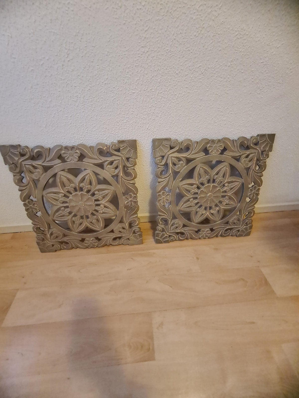 Set van 2 decoratieve houten wandpanelen, Hout, Gebruikt, Ophalen of Verzenden, Oosters