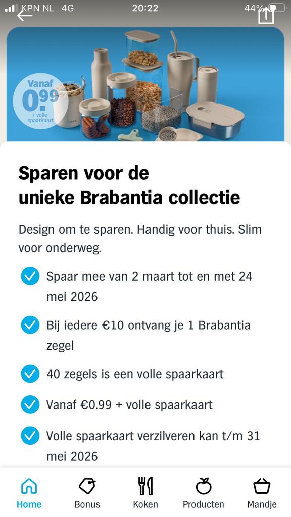 Brabantia spaarkaarten van AH, Verzamelen, Supermarktacties, Albert Heijn, Ophalen of Verzenden