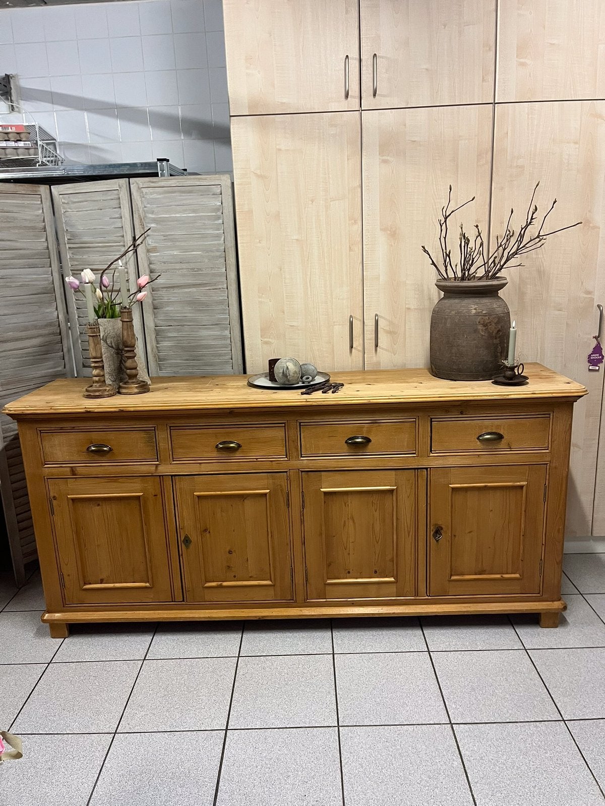 XXL-Grenen dressoir uit Hoeve in de Ardennen, Ophalen, Zo goed als nieuw, 25 tot 50 cm, 200 cm of meer