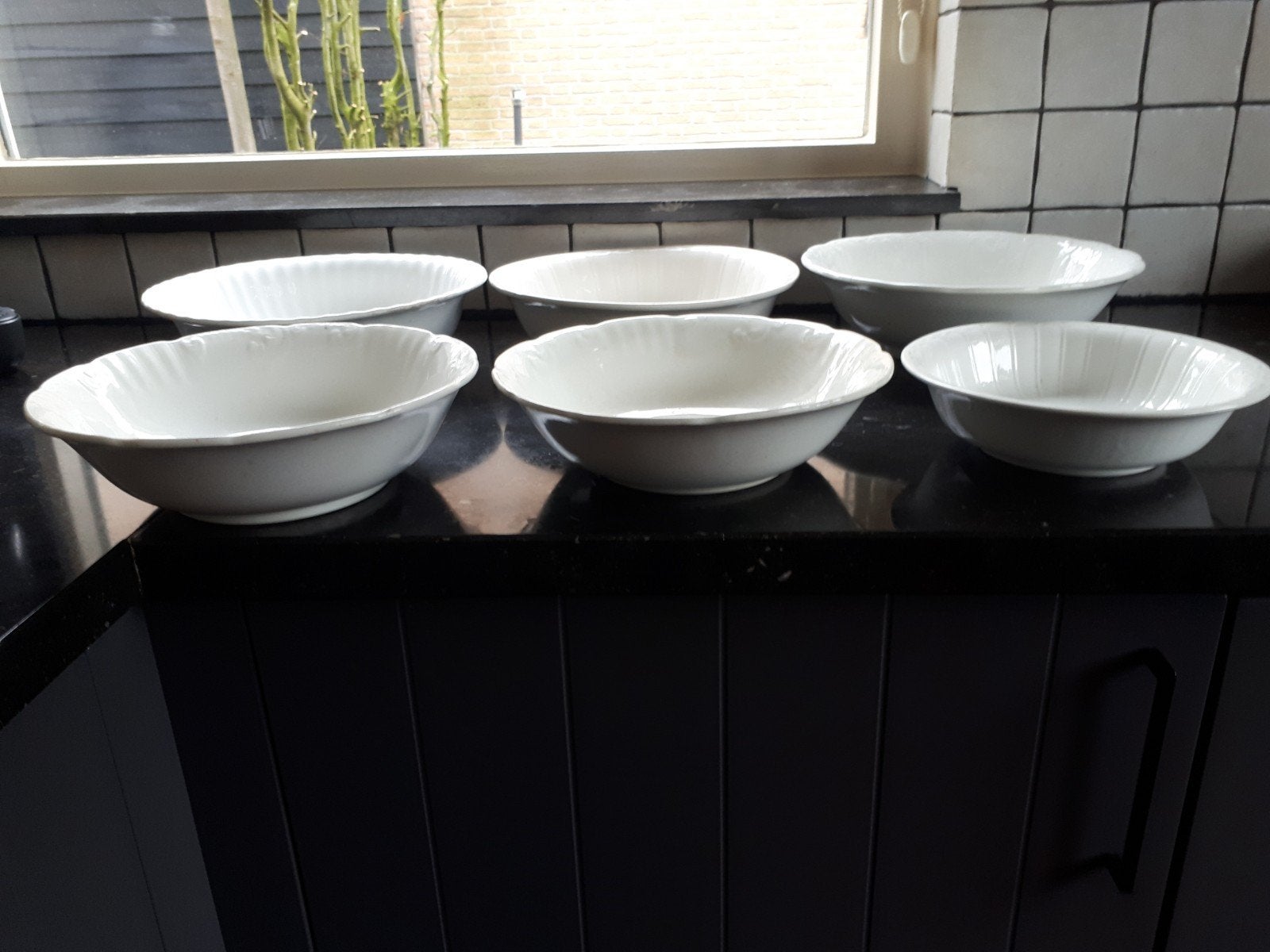 Mooie oude schalen met oude soeplepels., Antiek en Kunst, Ophalen