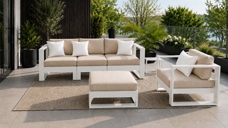 Aluminium loungeset combinatie met beige kussens 1650€, Tuin en Terras, Tuinmeubel-accessoires, Ophalen of Verzenden, Nieuw