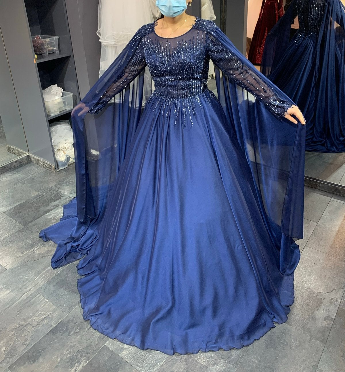 Blauwe jurk, Ophalen, Gedragen, Blauw, Trouwjurk