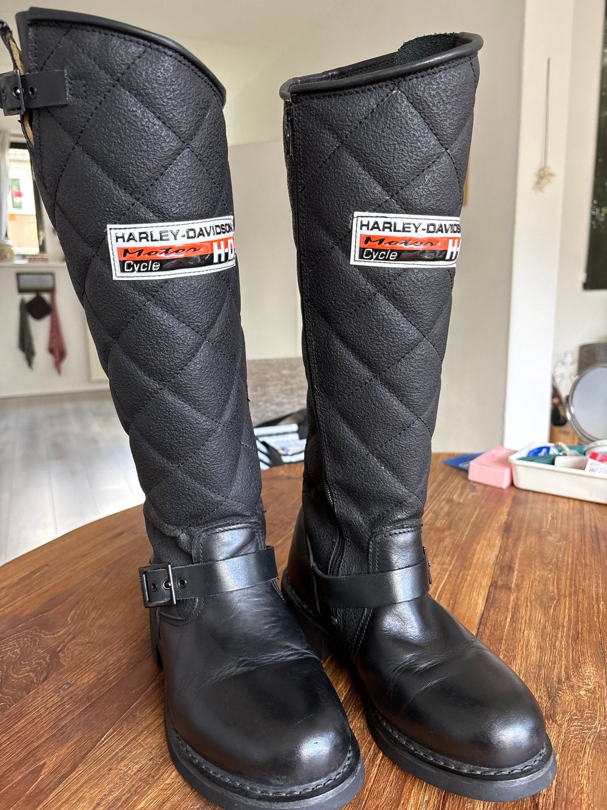 Harley Davidson Black Leather Motorcycle Boots, Ophalen of Verzenden, Tweedehands, Dames, Laarzen