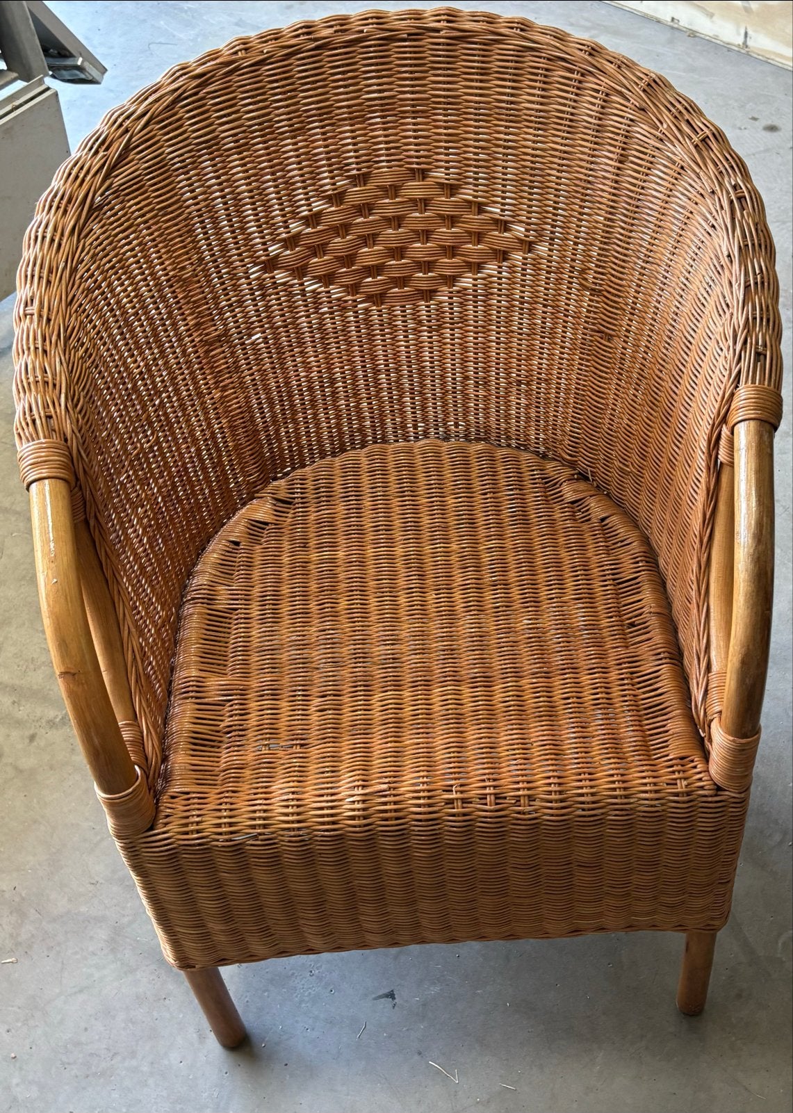 Rotan stoel, rieten fauteuil, vintage, bohemian stijl, Ophalen, Gebruikt, Bruin, Riet of Rotan