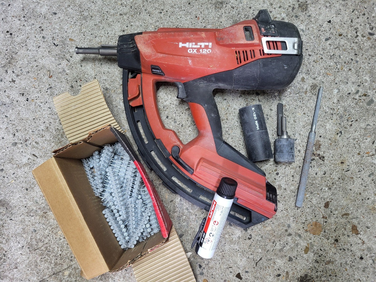 Hilti GX120 Beton schiethamer tacker betontacker, Ophalen of Verzenden, Gebruikt