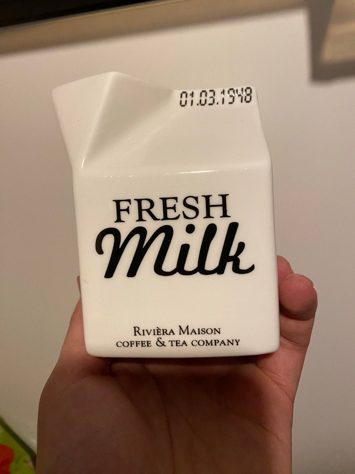 Riviera Maison Fresh Milk kan - Melkpak design, Kan, Overige merken, Keramiek, Ophalen of Verzenden