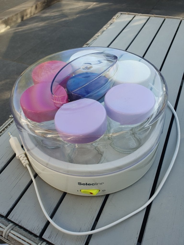 Vintage Selecline Yoghurtmaker met 7 potjes, Huis en Inrichting, Ophalen of Verzenden, Zo goed als nieuw, Meerkleurig, Overige merken