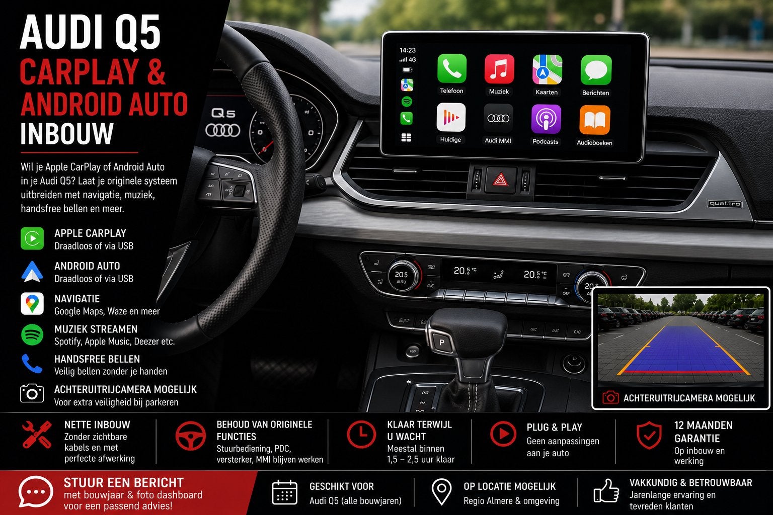 Audi Q5 CarPlay & Android Auto Inbouw, Ophalen, Nieuw