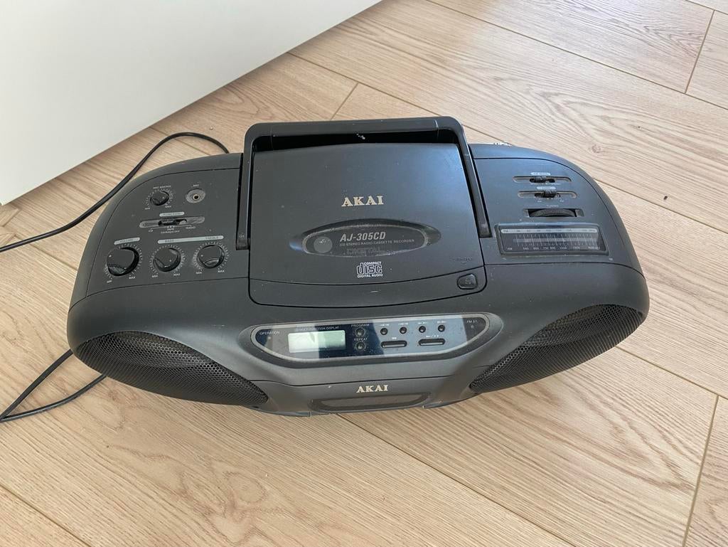Akai AJ-305CD stereo radio cassettedeck, Audio, Tv en Foto, Stereo-sets, Gebruikt, Cassettedeck, Draagbaar, Ophalen of Verzenden