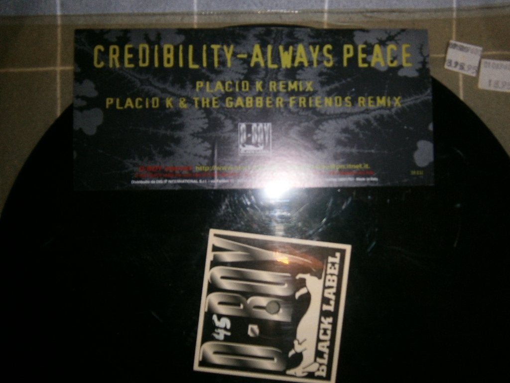 Credibility – Always Peace. '96 Italy. Gabber Happy Hardcore, Cd's en Dvd's, Vinyl | Dance en House, Gebruikt, Hardcore, Overige typen