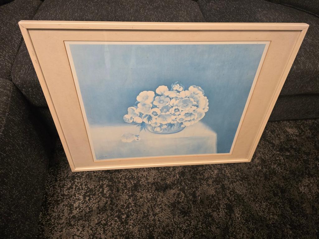 Oud schilderij Bloemstilleven Blue van Heide Dahl  10€, Ophalen, Hout, Minder dan 50 cm