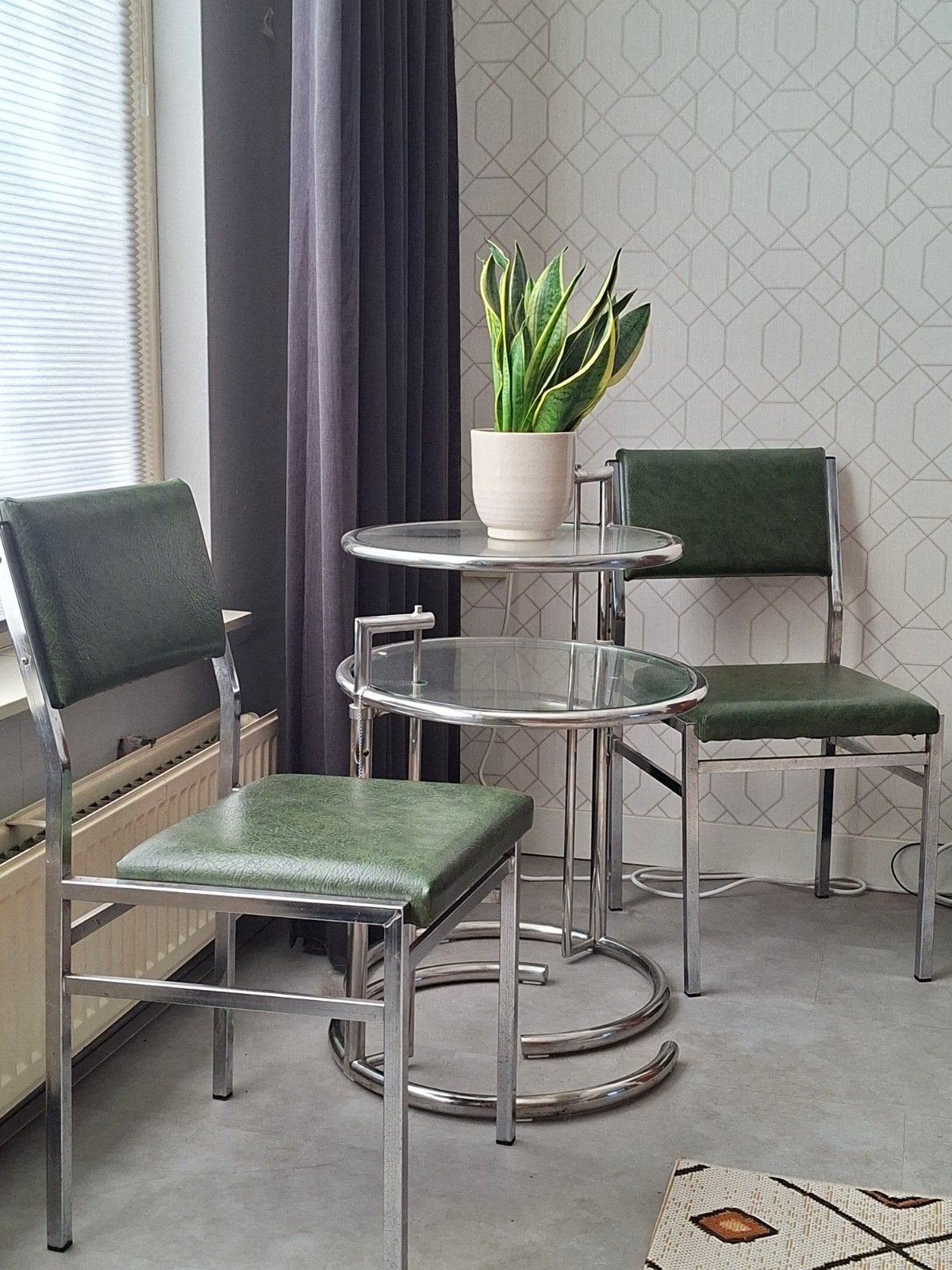 Vintage glazen tafeltjes buisframe, Ophalen, Huis en Inrichting