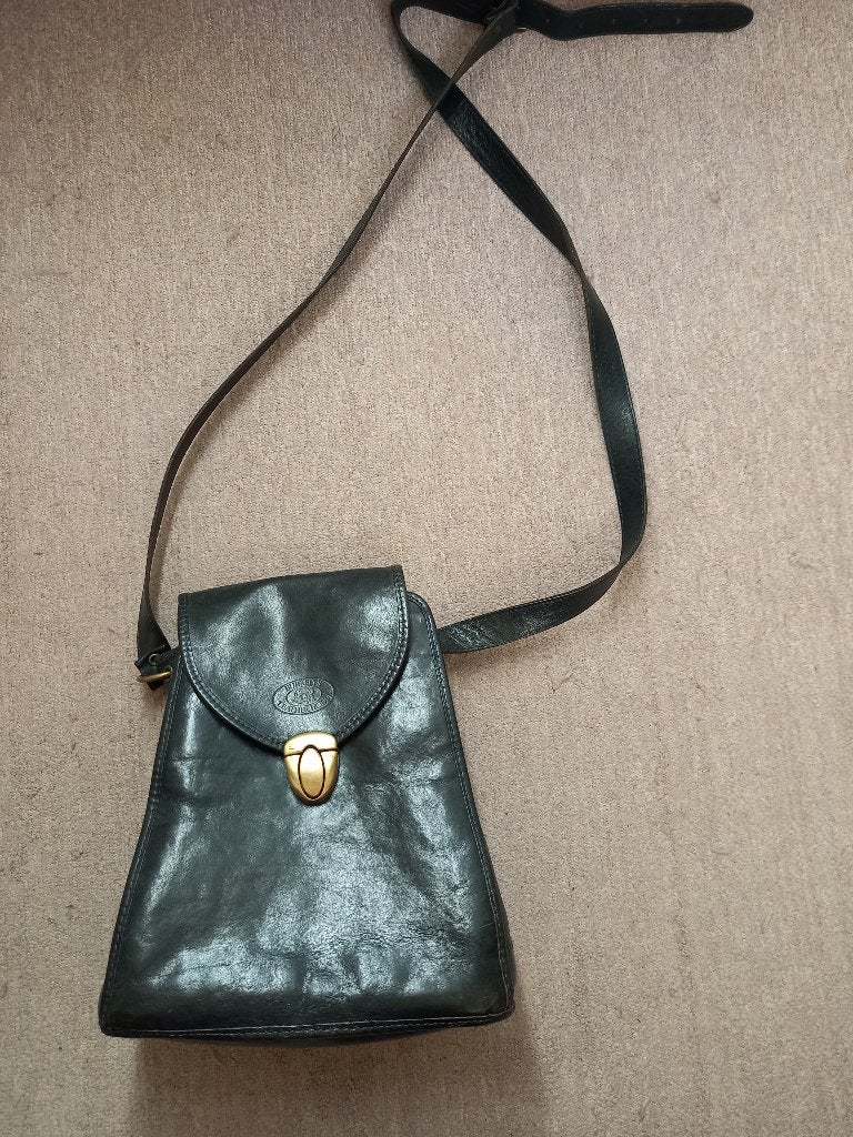 Vintage Leren Burkelys Tas, Overige merken, Gebruikt, Zwart, Ophalen of Verzenden