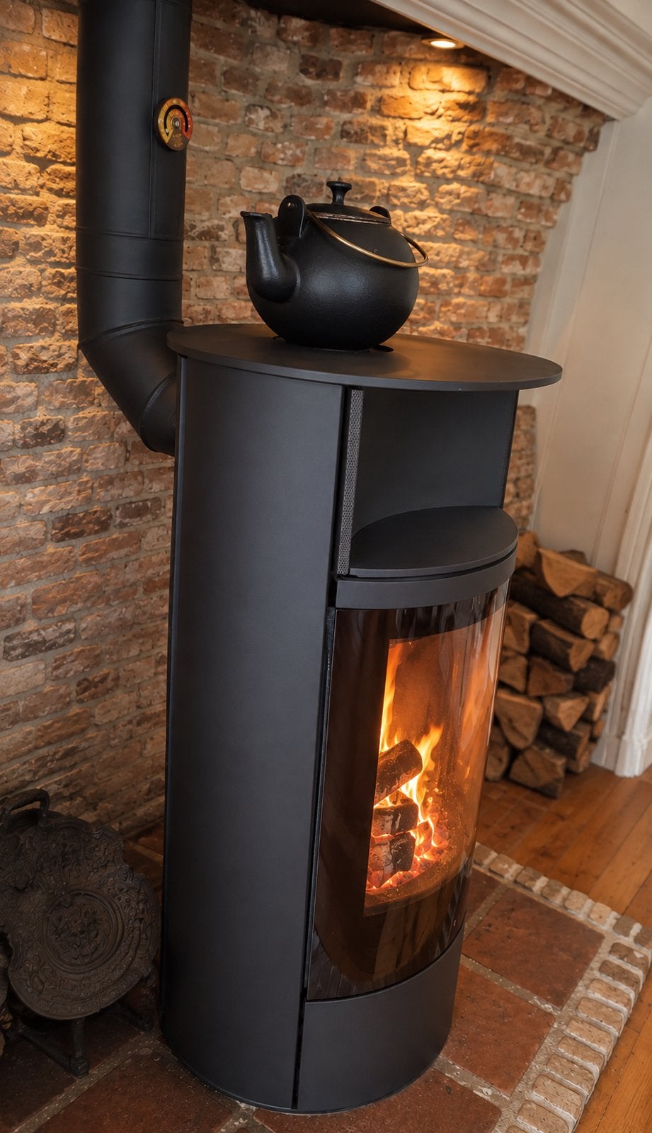 Zeldzame luxe BLACK DESIGN Storch Askja ZGAN houtkachel, Ophalen, Houtkachel, Zo goed als nieuw, Vrijstaand