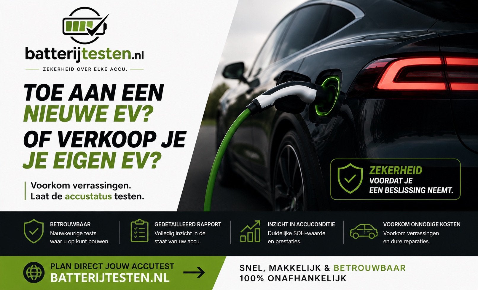 EV batterijtest, SOH, officieel batterijrapport op locatie, Ophalen, Nieuw