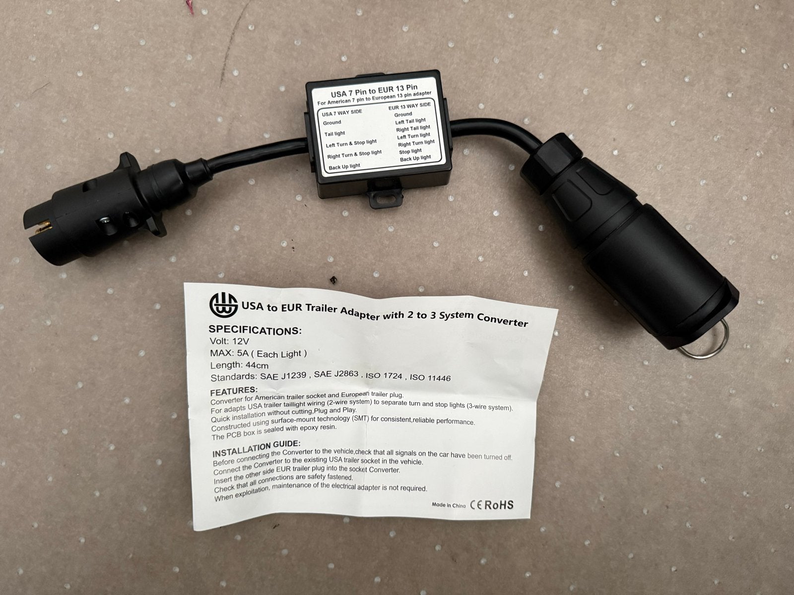 USA naar EUR Trailer Adapter 7 naar 13 Pin, Ophalen of Verzenden, Nieuw