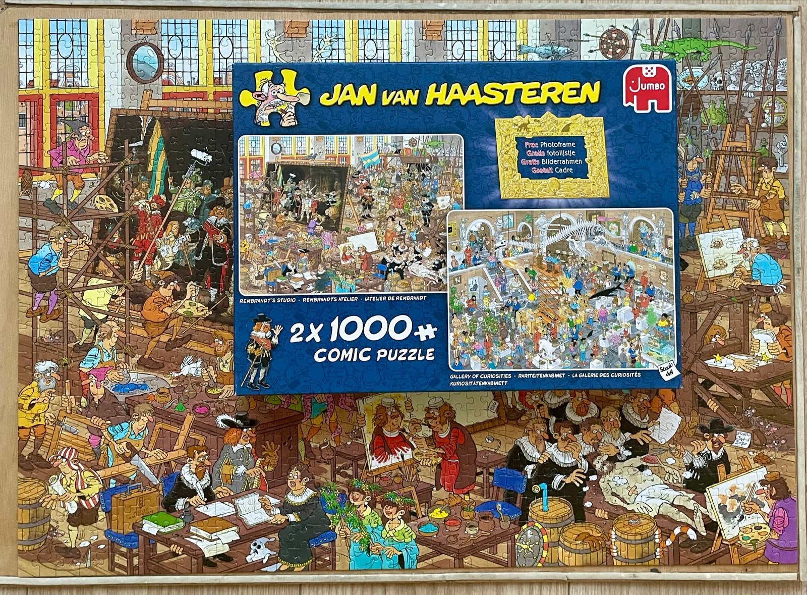 J V Haasteren 2x1000 st: REMBRANDTSTUDIO , RARITEITENCABINET, Hobby en Vrije tijd, Denksport en Puzzels, Ophalen of Verzenden