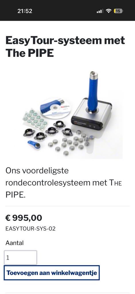 EasyTour-systeem met The PIPE - Rondcontrolesysteem, Ophalen of Verzenden, Zo goed als nieuw