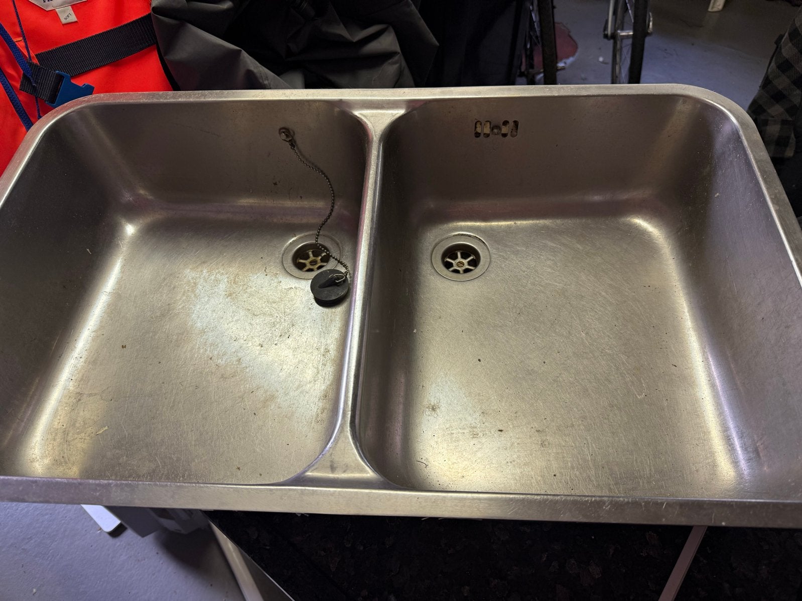Dubbele RVS spoelbak voor keuken of bijkeuken, Ophalen, Gebruikt, 50 tot 100 cm, Minder dan 100 cm