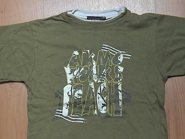 AKMO WORKS stoer groen t-shirt jongen maat 116 beach / tekst, Gebruikt, Ophalen of Verzenden, AKMO, Shirt of Longsleeve
