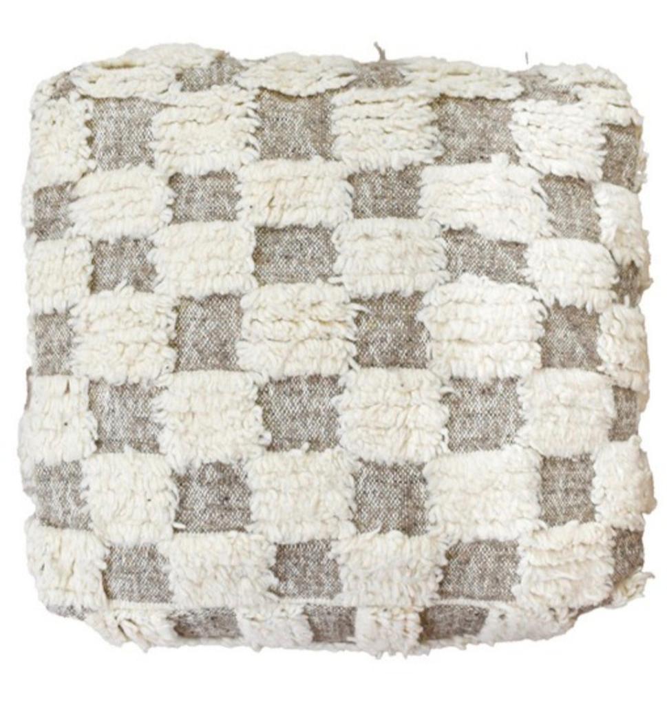 Nieuwe Marokkaanse berber wollen kelim, vloerkussen poef, Nieuw, Ophalen of Verzenden, 50 tot 75 cm, Vierkant