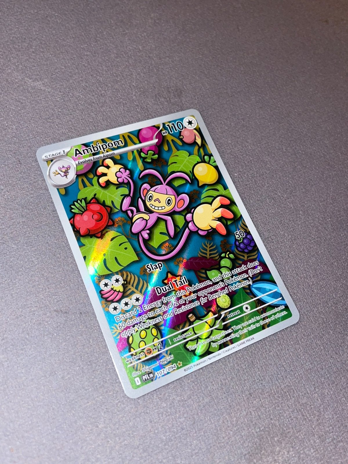 Pokemon - Ambipom 107/094 illustration rare mint, Ophalen of Verzenden, Nieuw, Losse kaart, Foil