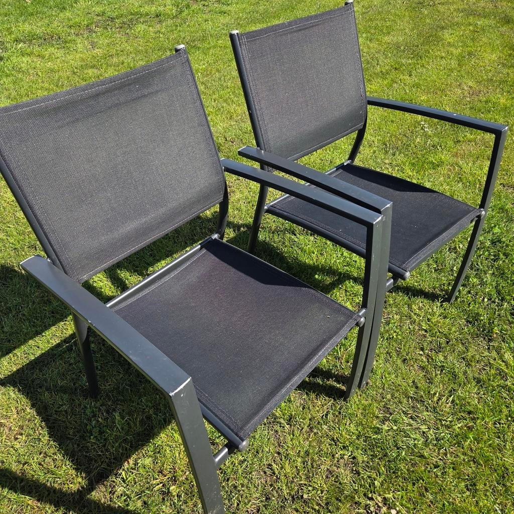 Tuinstoelen stapelbaar tuinstoel aluminium zwart, Tuin en Terras, Tuinstoelen, Ophalen, Gebruikt, Aluminium, Stapelbaar