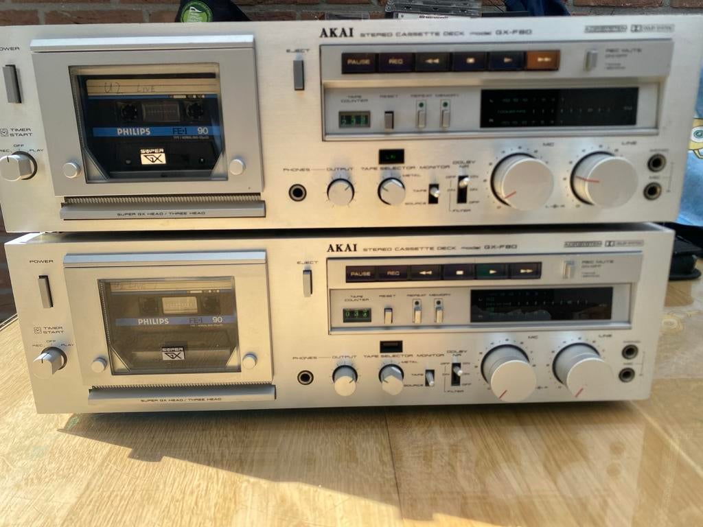 Akai GX-F80 Stereo Cassettedeck - Zilverkleurig, Ophalen of Verzenden, Dubbel, Akai, Tiptoetsen