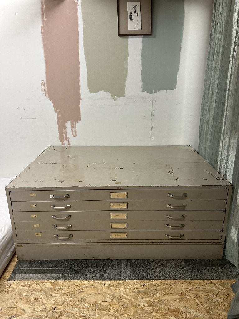 Retro Tekeningladekast 150x100cm | Vintage Drawing Cabinet, Ophalen, Gebruikt, 5 laden of meer, 75 cm of meer