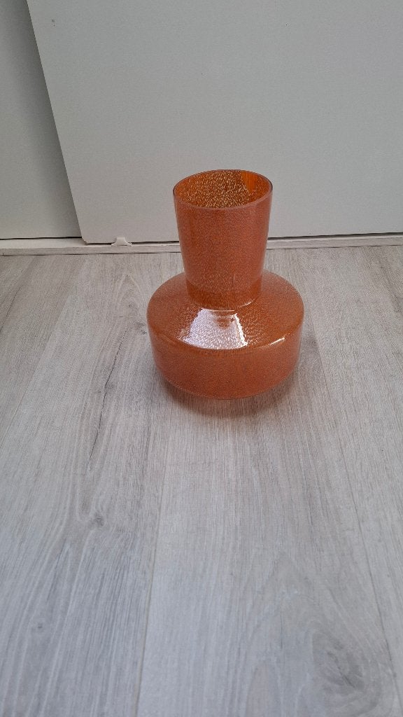 Glazen vaas, Met patroon/structuur, Oranje, Ophalen, 31 cm
