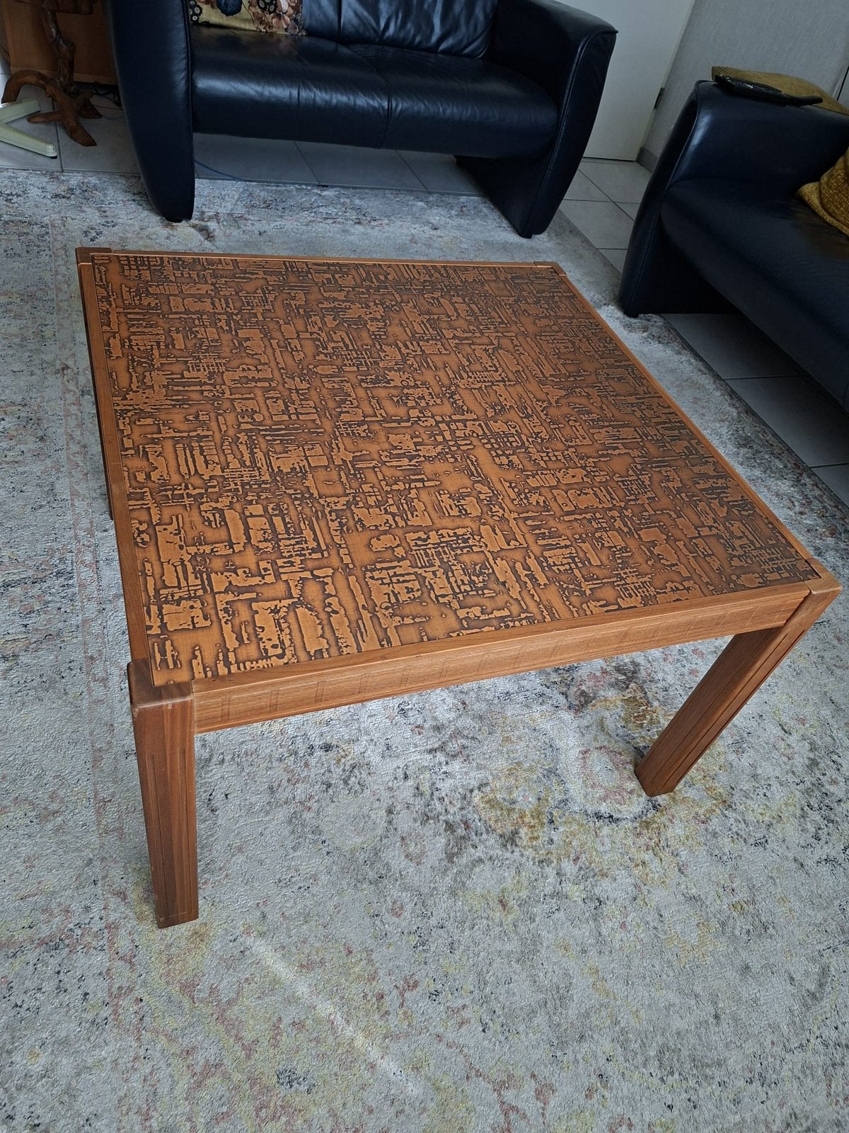 Vintage koperen Salontafel Rappestad Zweden, Ophalen, Zo goed als nieuw, Rechthoekig, 50 tot 100 cm