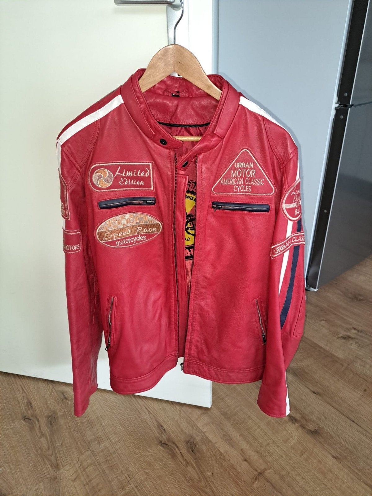 Urban Motor Leren Motorjas Rood - Limited Edition XL, Heren, Jas | leer, Urban classics, Ophalen of Verzenden