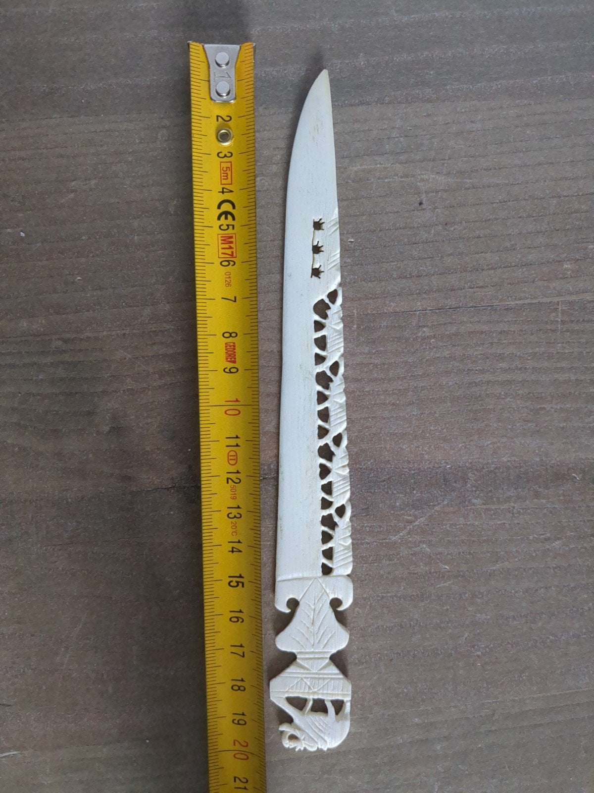 Handgesneden ivoren briefopener met olifant, Ophalen of Verzenden